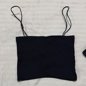 Zara Black Spaghetti Strap Ribbed Camisole